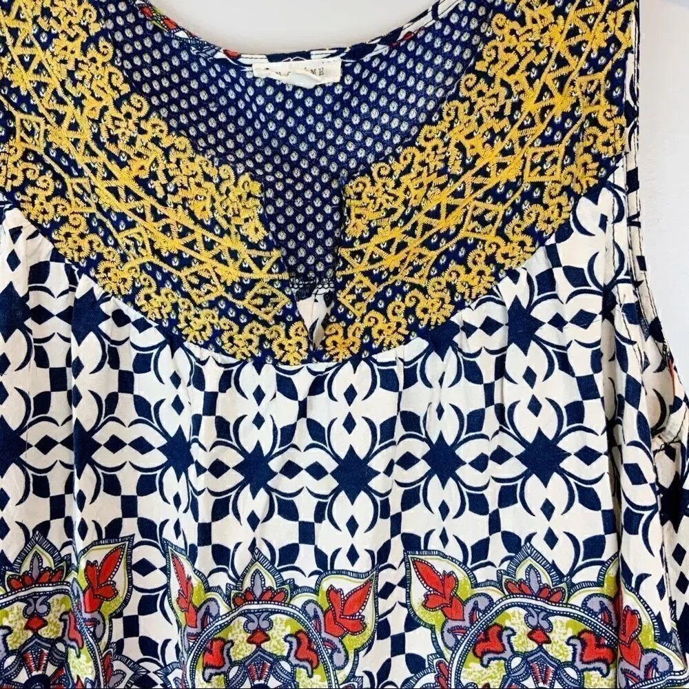 🌺3 FOR $20🌺 - En Creme sleeveless tunic dress S navy print